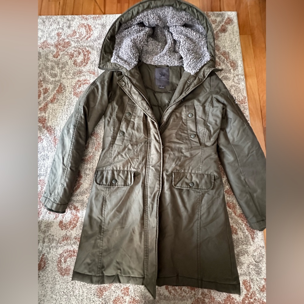 Spiewak green long down coat size small